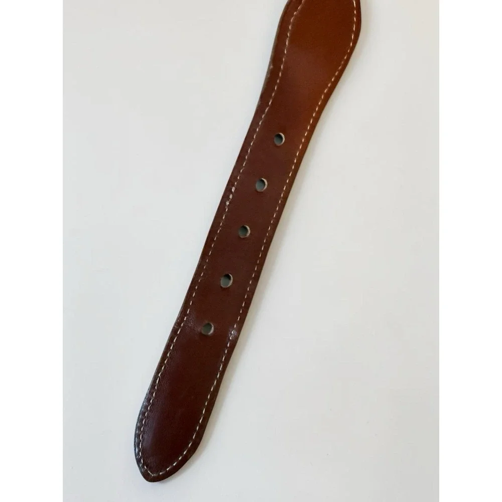Vintage 90s COACH Leather & Linen Belt Size‎ 36/90 cm Style 3815 White & Brown